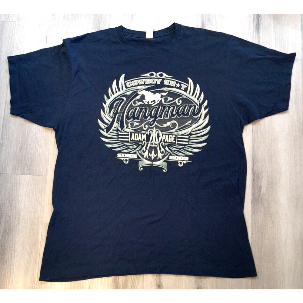 Tultex Adam Page Cowboy Sh*t Hangman Elite Wrestling Blue Short Sleeve XL Tee